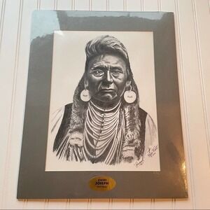 Vintage Native American Indian Art Print Chief Joseph Nez Perce Ken West 1986